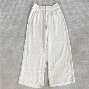 Abercrombie Cream Wide-Leg Linen Pants